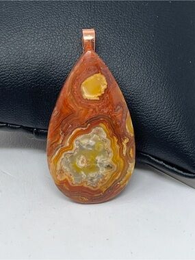 Australian Crazy Lace Cabochon with Copper Bail - 1-1/2”H x 7/8”W